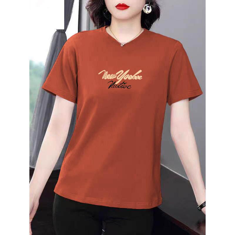 2026 Summer Women's Casual Loose Round Neck Letter Print Short-Sleeve T-Shirt