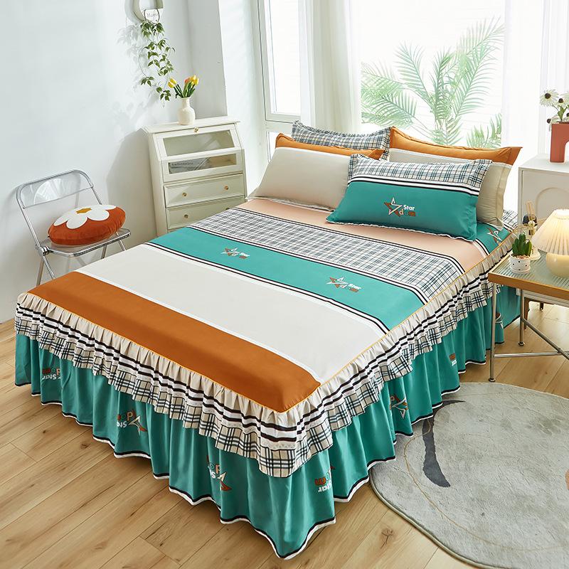 3Pcs Bed Sheet Lace Skirt Elastic Fitted Double Bedspread With Pillowcases Mattress Cover Bedding Set Elastic  Bedsheet Set
