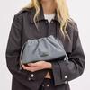 Coach Faye 26 Logo Drawstring Magnetic Closure Smooth Leather Cloud Bag Women Handbags Gray Blue CV529-QBN19