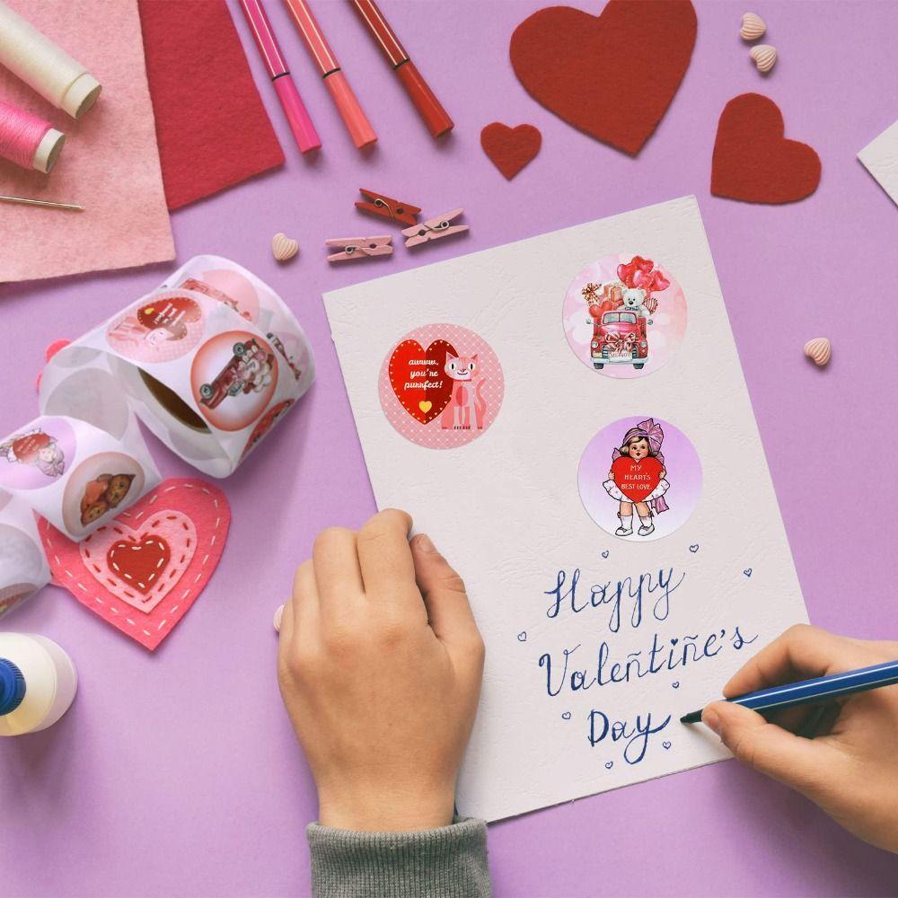 500Pcs Valentine's Day Stickers Heart Shape Sealing Labels 1 Inch Stickers Roll  Gift Packaging