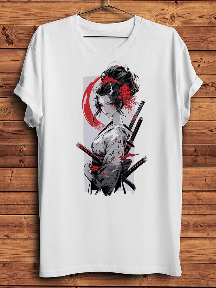 Japanese Samurai Ninja Geisha Onna Bugeisha Funny T Shirt Unisex Casual Short Sleeve TShirt Unisex Streetwear Tee Breathable Print
