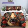 Rose Dog for Birthday Pattern Bedding Quilt Set  Home Decoration  Gift (1 * duvet cover + 2 * pillowcase  without core)