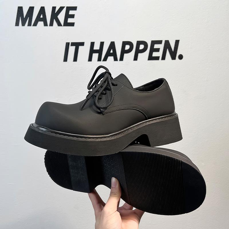 Big head Derby shoes men's high-end commuting black platform trendy shoes 2024 new heightening college style 9522-A