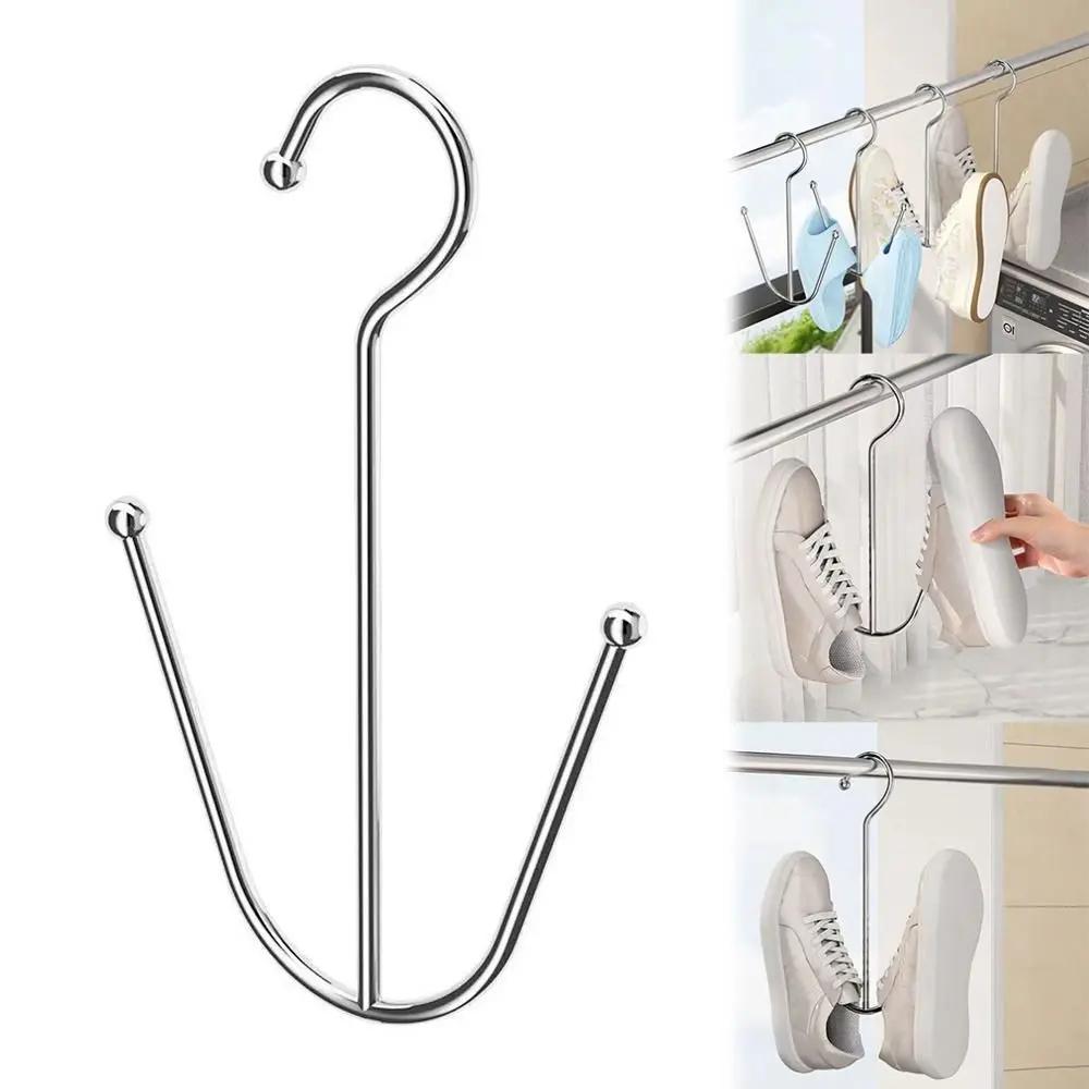 New Stainless Steel Shoe Drying Rack Hanging Windproof Drying Shoe Hook Space Saving Shoe Rack