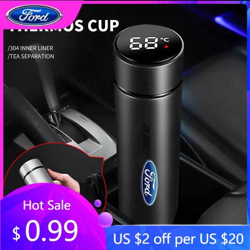 Car Sticker Smart Insulation Cup Car Thermos Mug Water Bottle Auto Accessories For Ford Fiesta Focus Mk2 Mk3 Ranger Mondeo Mk4 S