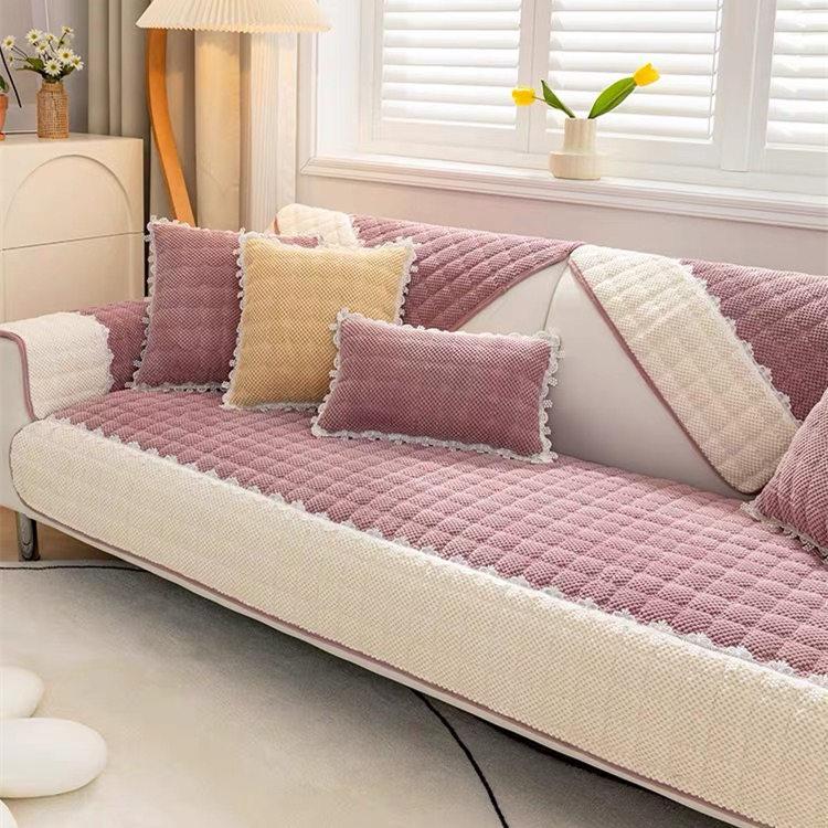 

New Solid Color Sofa Cushion Nordic Non-Slip Fabric Four-Season Universal Cover Towel Leather Seat Cushion All-Inclusive Universal Cover Cloth 70*70cm