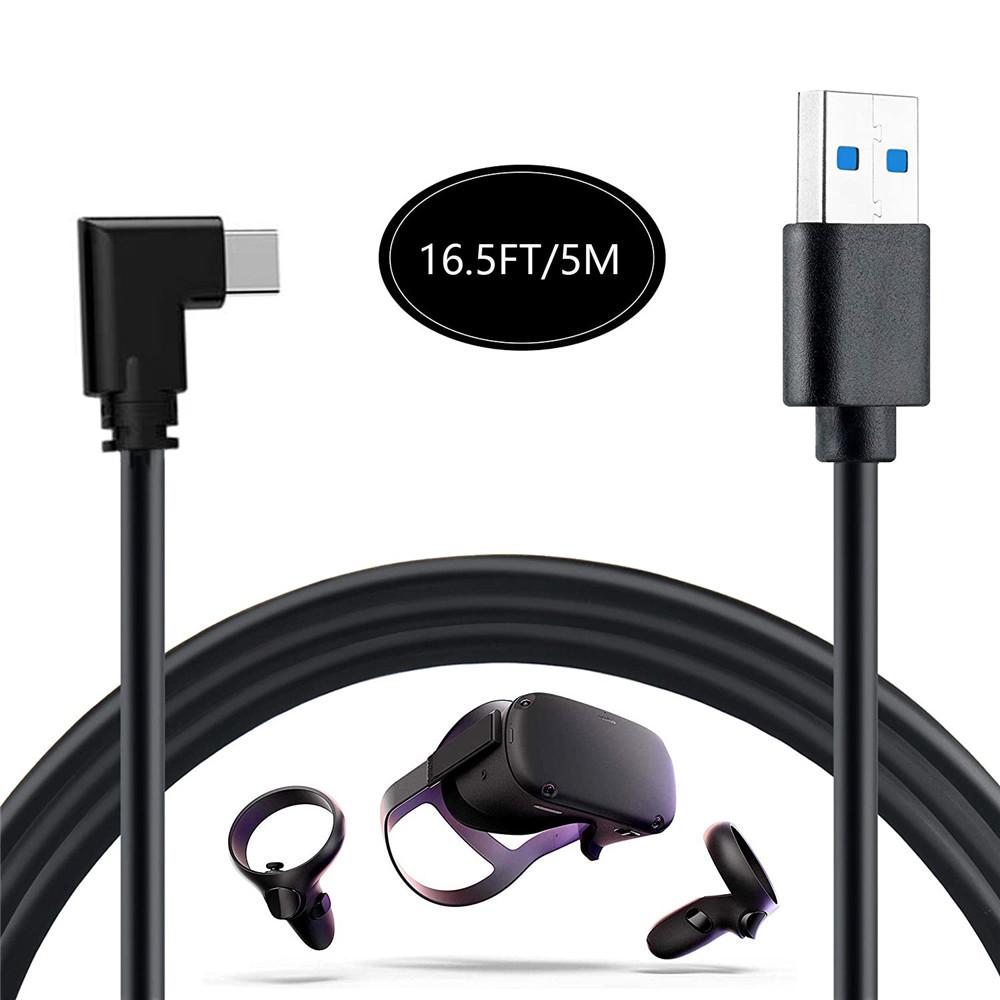 

For Oculus Quest VR Link Cable Right Angle Type-C 3A Fast Charge Data Cord,5m/16.5ft As Shown A