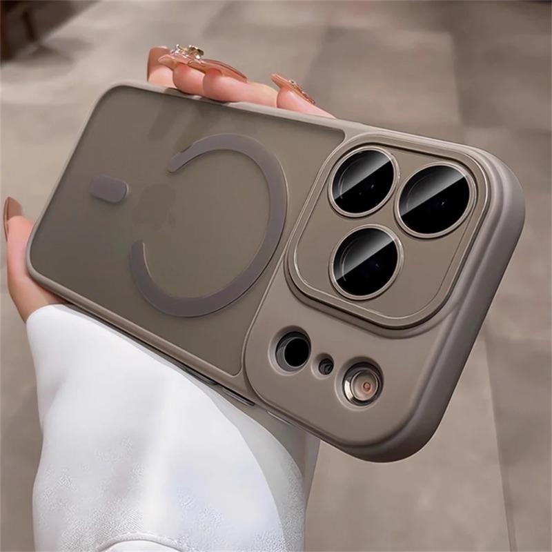 Luxusní matně průhledný kryt na telefon pro Magsafe pro iPhone 17/16/15/14/13/12 Pro Max Ochrana objektivu Air Kryt pro bezdrátové nabíjení