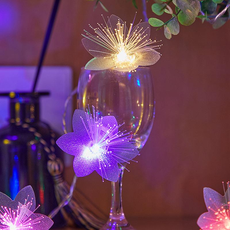 1000mah LED Fiber Optic Fairy Light Battery-operated Garland Christmas Decoration Party New Year's Decor Artificial Flowers