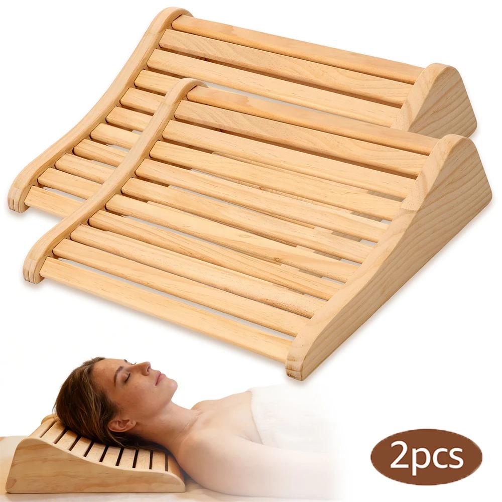 2Pcs Sauna Headrest Wood Neck Pillow Ergonomic Design Infrared Sauna Headrest Comfortable Headrest Support Sauna Accessories
