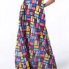 Abito Maxi da Donna Girocollo Senza Maniche Stampa Geometrica Vestibilità Larga Vita Elastica Abito Lungo Casual per le Vacanze