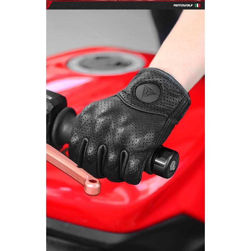 Genuine Leather Motorcycle Gloves Winter Moto Gloves Men Summer Goatskin Motorbike Touch Screen Fist Joint Protect