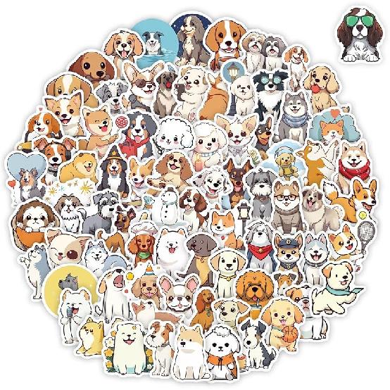 100 Pcs Cute Dog Stickers for Kids Puppy Stickers for Water Bottle Laptop, Dog Decor & Party Favors for Boys Girls, Waterproof Dogs Sticker Pack Cute Dog B