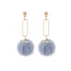 "925 Silver Needle Wool Ball Earrings: Cute Candy Color Long Earrings with Metal Splicing - Japanese & Korean Style for Autumn/Winter"