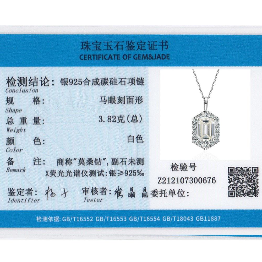 Vinregem 100% Argento Sterling 925 VVS1 3EX Colore D 3CT 7*9 MM Taglio Smeraldo Vera Pietra Preziosa Diamante Moissanite Pendente Collana Gioielleria Fine GRA