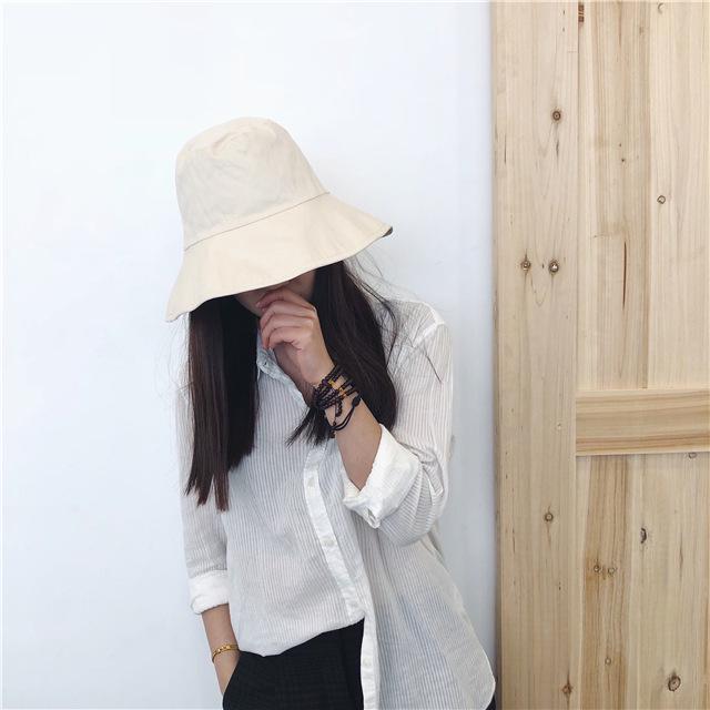Women Summer Solid Color Large Edge Breathable UV Protection Fisherman Hats