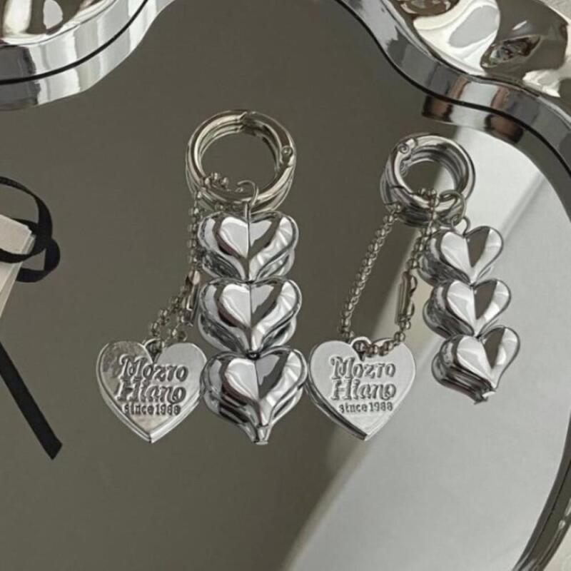 Women s Couple Item Volume Heart Silver Accessory Keychain S