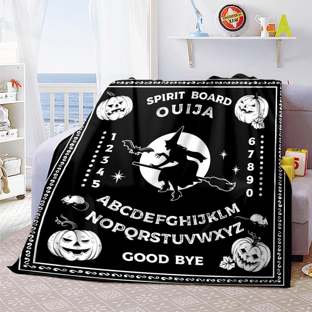1PC Spirit Board Ouija Print Plush Blanket Perfect All Seasons Soft Comfortable Sofa Office Travel Festive Gift