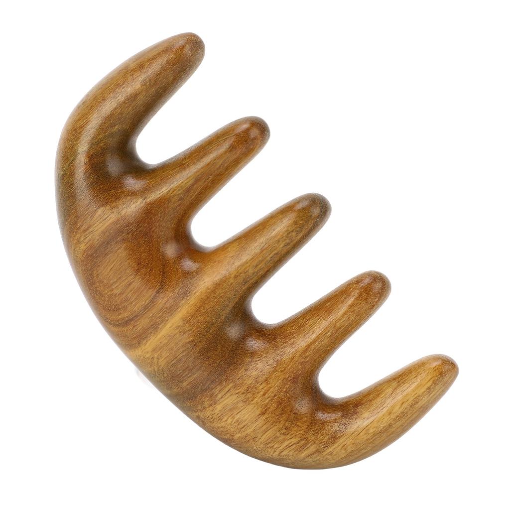 Scalping Massage Comb Handheld Green Sandalwood Massager Wide Tooth Scalping Massage Comb