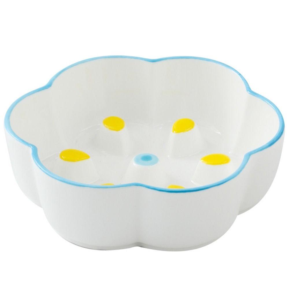 Flat Face Slow Feeder Bowl Neck Guard Cat Water Bowl Ceramic Raised Pet Bowl  Household Use