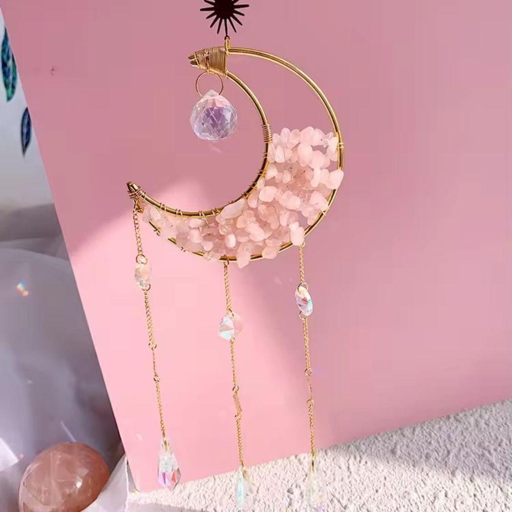 

Handmade Crystal Wind Chime Sun/Moon Colorful Colored Stone Pendant Artificial Crystal + Alloy Balcony Ornament Living Room Quality