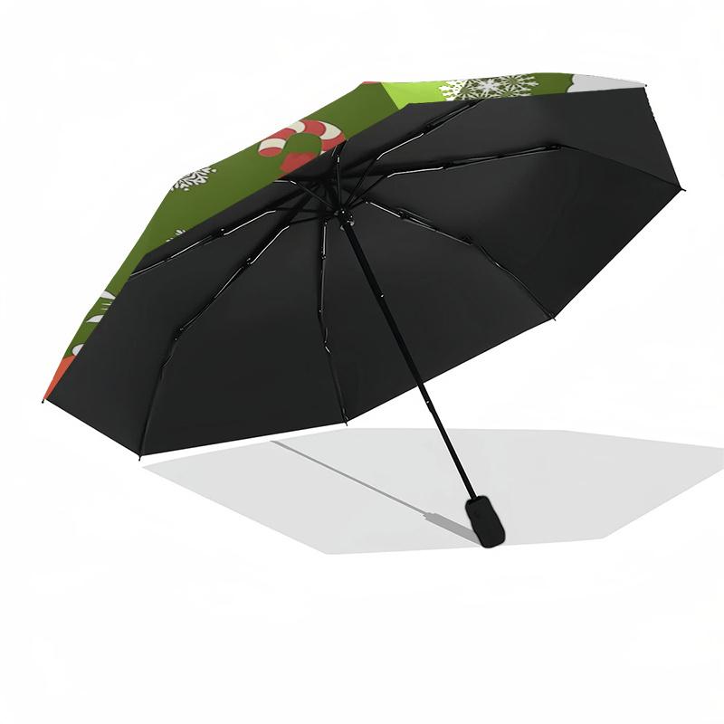 Parapluie de voyage sur le thème du bonhomme en pain d'épice - 8 baleines, ouverture et fermeture automatiques, design pliable portable, parapluie compact et élégant adapté