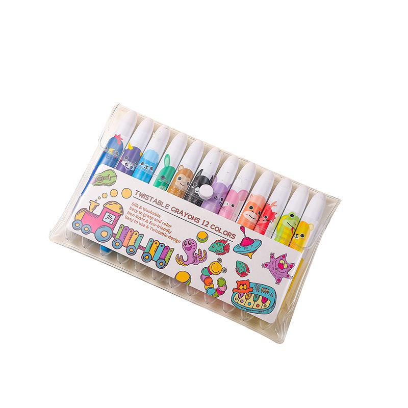 Colorful No-Mess Rotating Crayon Sticks - Water-Soluble, Large Capacity, Oil Painting for Kids