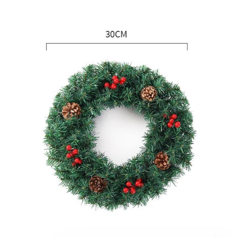 Artificial Pine Christmas Wreath Soft Green Holiday Garland Xmas Door Wall Decoration No Lights Festive Home Party Decor