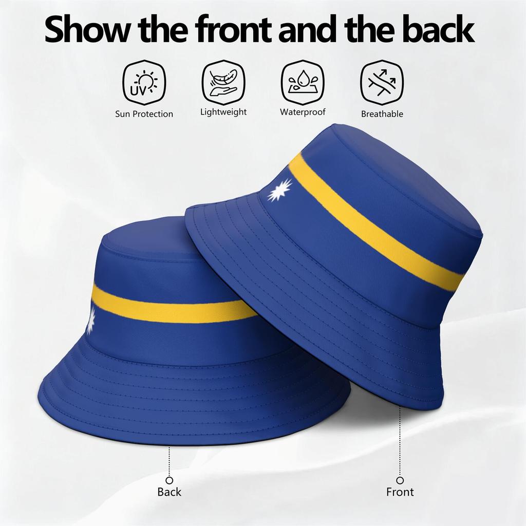 Nauru Fisherman Hats Free Custom Made Number Team Logo Bucket Cap Country Travel Fishing Naurun Nation Republic Flag Headgear