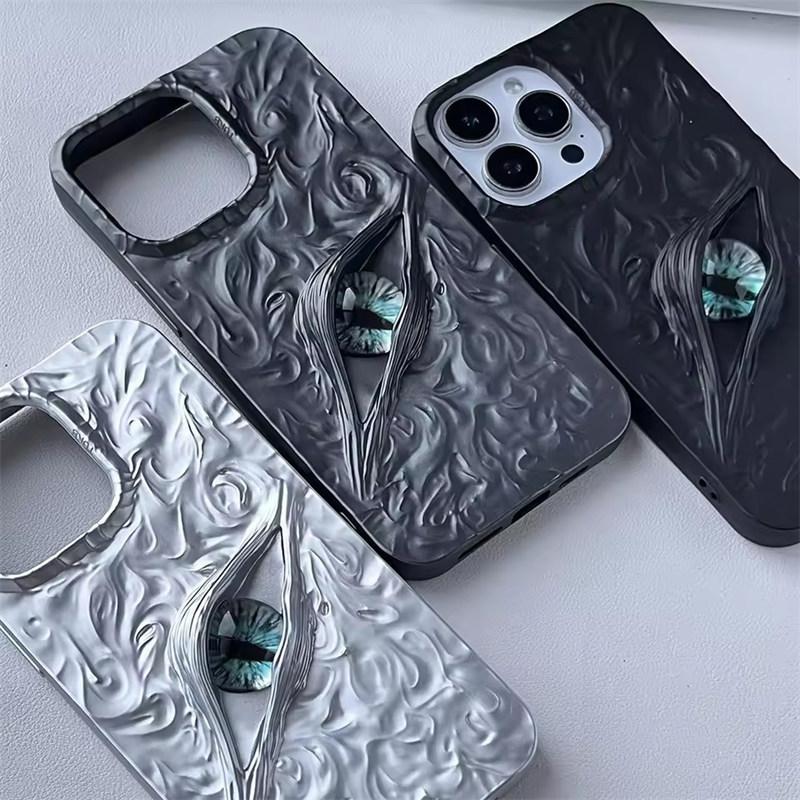 Cool 3D Evil Eyes Phone Case For iPhone 17 Air 16 15 14 13 12 11 Pro Max Plus Frosted Electroplated Shockproof Soft TPU Cover