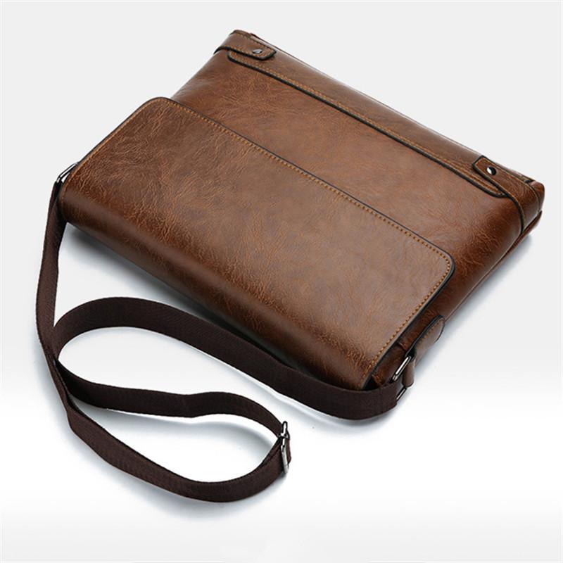 Men's Solid Retro Leather Shoulder Bag, Casual Business Crossbody BagS Horizontal A4 Paper Travel Bag Briefcase Laptop Bag
