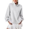 Women Loose Fleece Lined Mock Neck Long Sleeve Pullover Sweatshirt