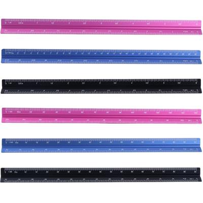 Aluminium Schaal Liniaal, Driehoekige Liniaal, 30cm, Driehoekige Liniaal, Metrische Schaal 1:20, 1:25, 1:50, 1:75, 1:100, 1:125