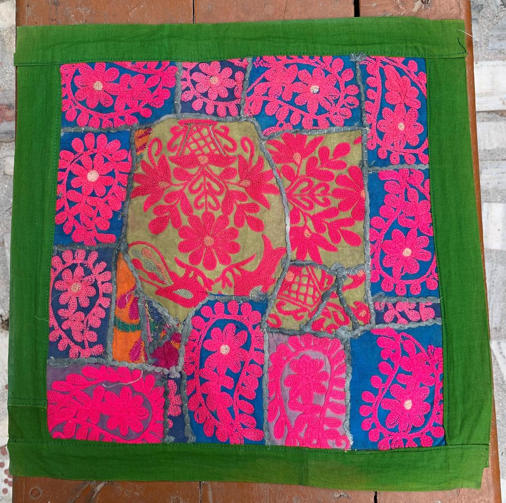 Old Stock Hand Embroidered Indian Patchwork Textile - Vintage Boho Cushion Cover