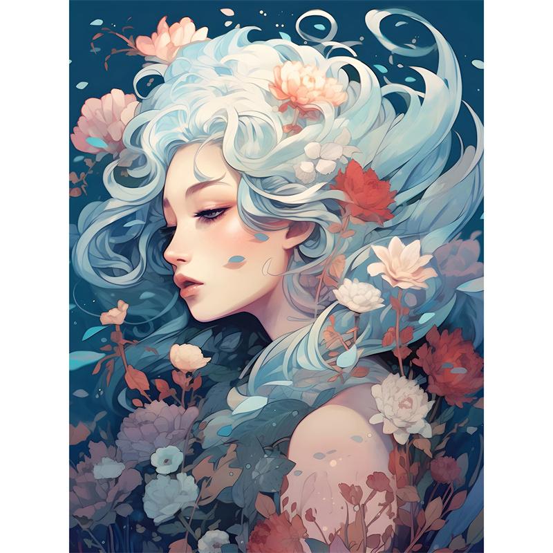 Pictură cu diamant DIY, cal și fată, kit cu punct de cruce, artă mozaic, pictură cu diamant, cerc complet/pătrat, decorare a casei cu diamant