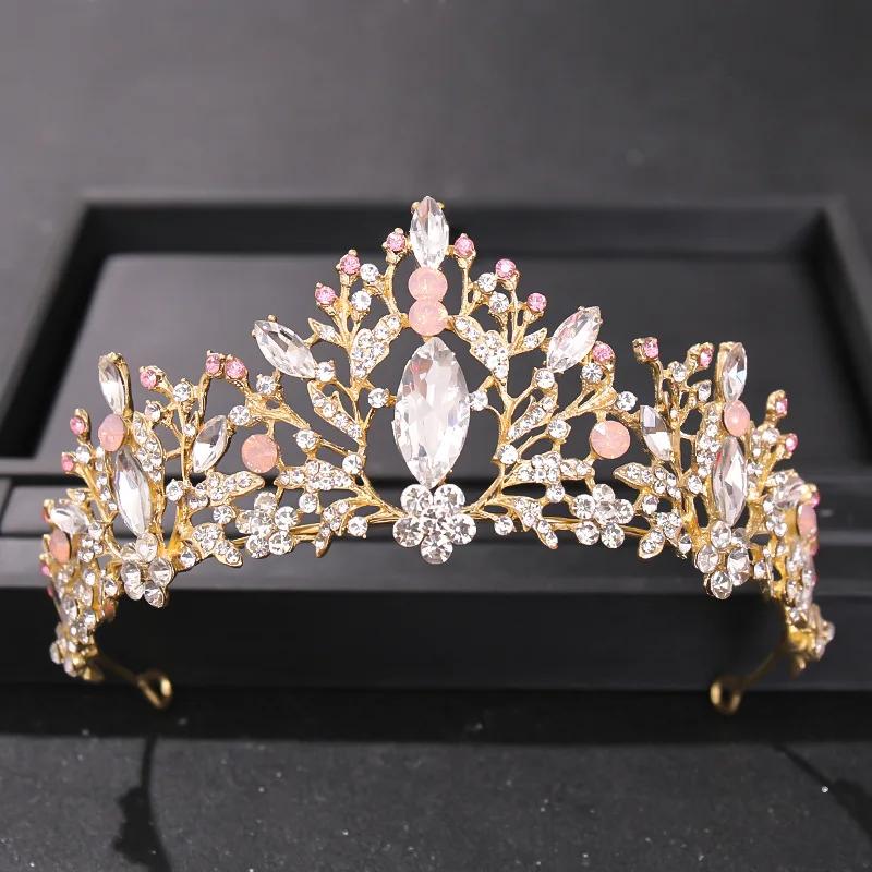 Diademi e Corone in Cristallo Rosa per Donne Sposa Diadema Corona Tiara Rosa Strass Accessori per Capelli da Sposa Gioielli