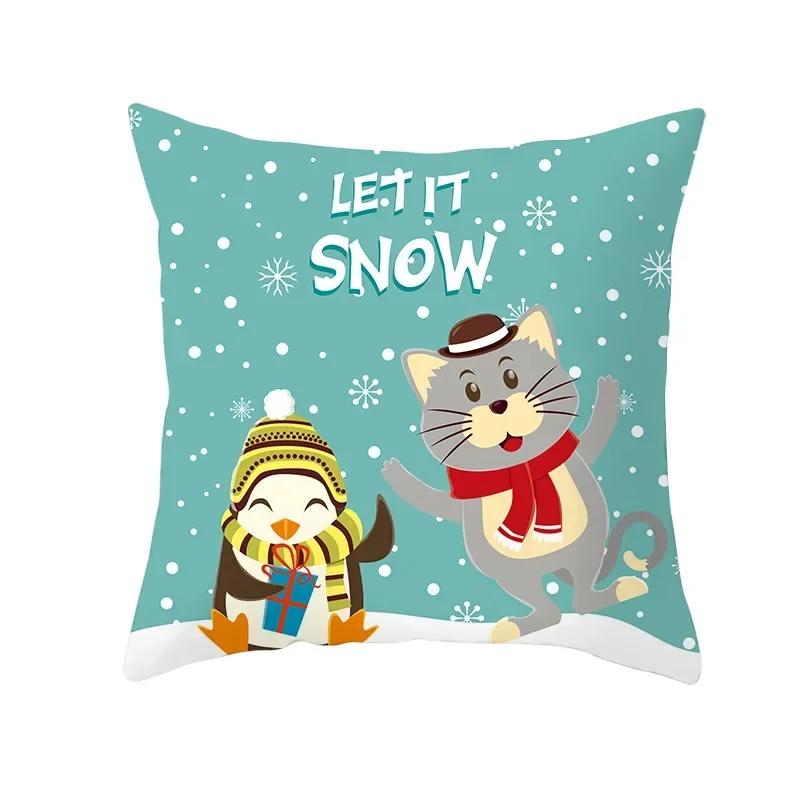 Polyester Fiber Green Series Christmas 2024 Pillow Cover Sofa Cushion Home Decorative Pillows Cover