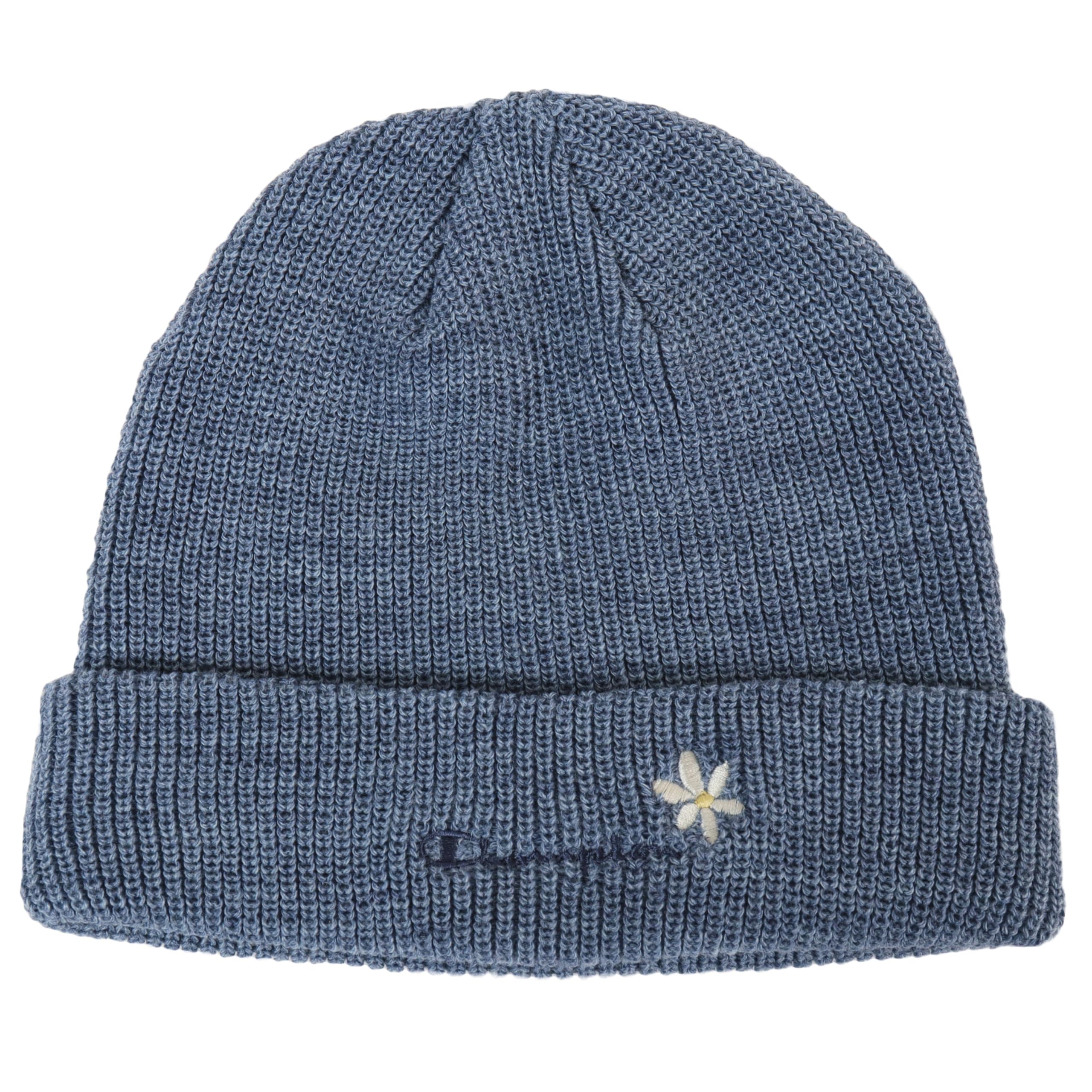 Champion Knit Cap with Flower Logo, Blue, 492-1024 синий