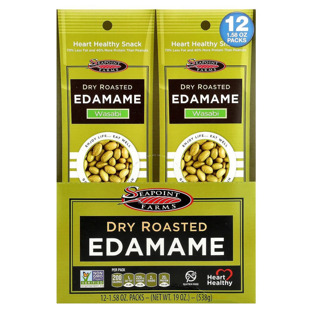 SeaPoint Farms Dry Roasted Edamame, Spicy Wasabi, 12 Packs (45g/1.58oz per Pack) 12 pcs - 1 ea