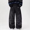 Herren Relaxed Fit Straight Leg Jeans mit distressed Waschung und Grafikdruck - Hip Hop Style Lässige Denim-Hose