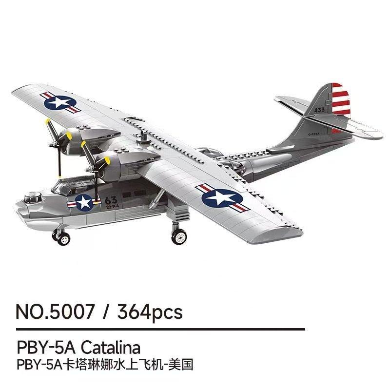 Konstruktionsspielzeug 364 Teile Militärische Konsolidierte PBY 5A Catalina Bausteine Flugzeugsteine Flugzeugwaffe Flugzeug für Kinder
