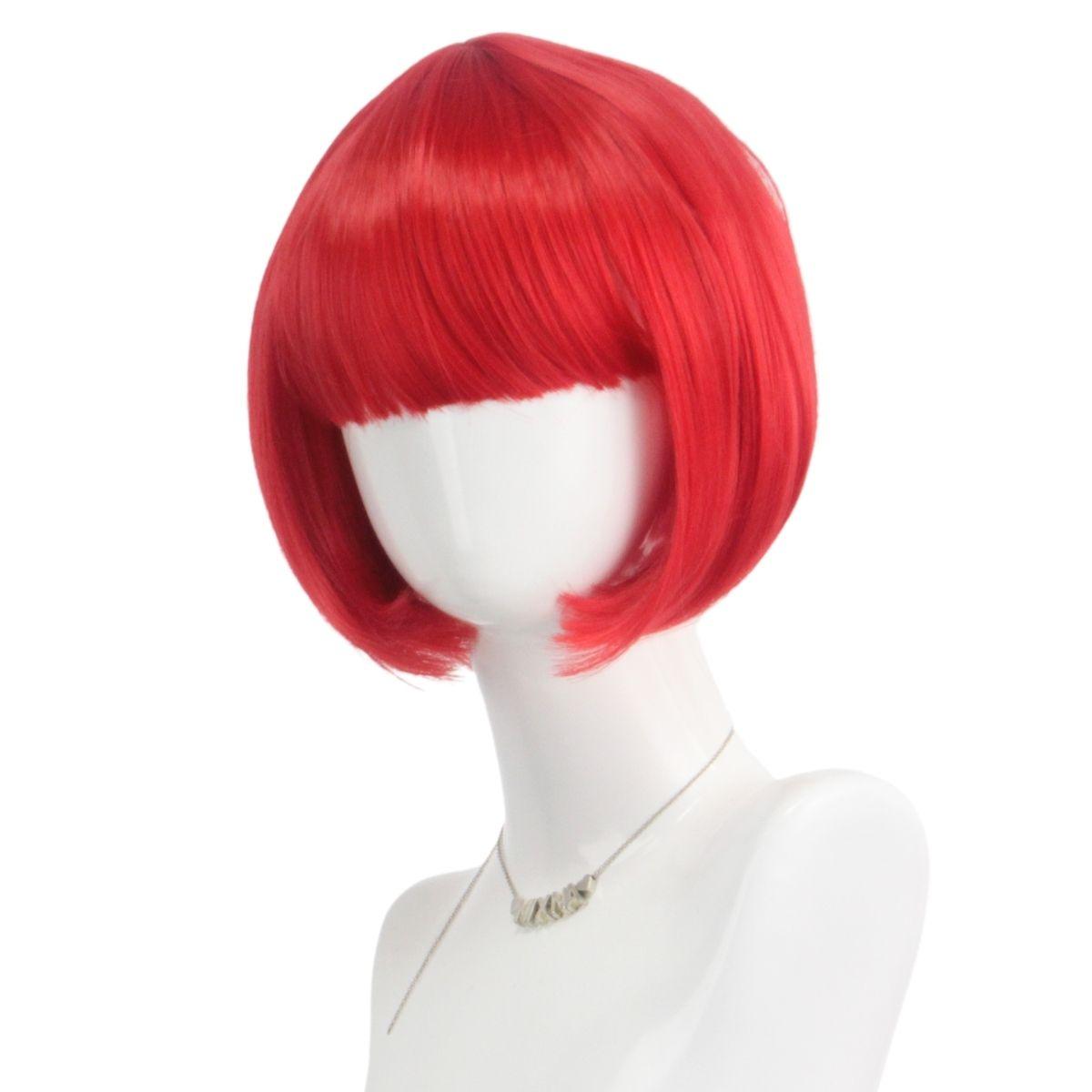 

Fashionable Red Short Bob Bangs Wigs Student Hair Synthetic Wigs for Women and Girls Cosplay Costume Party Photography Gifts червоний