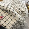 Scarf women's winter new college style black and white plaid scarf imitation cashmere warm shawl thickened men's scarf