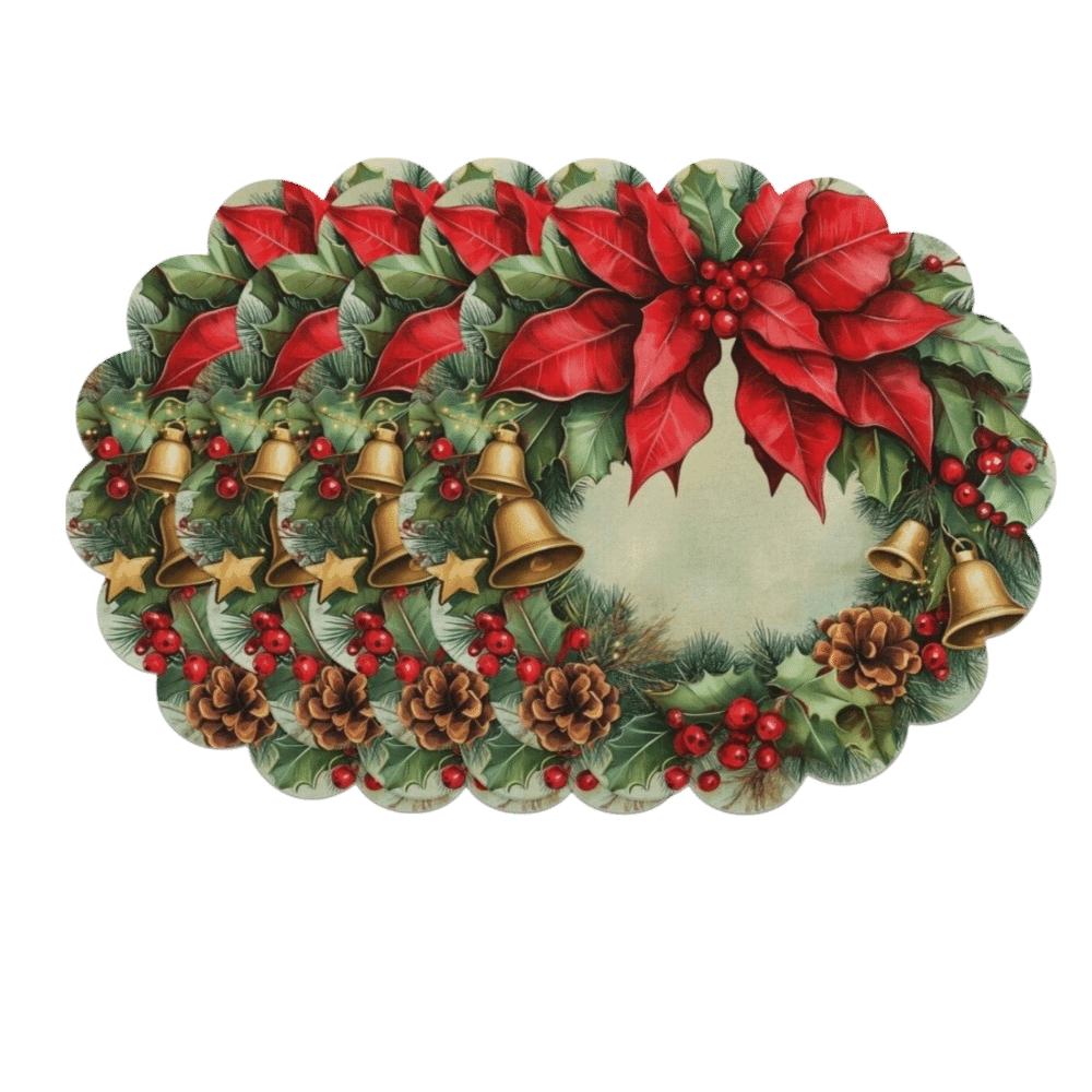 4pcs Coaster Christmas Table Placemat Snowman Elk Round Dining Mat Xmas Table Mat  Table Setting