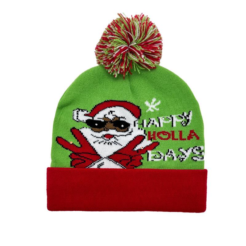 Hot Sale Jacquard Christmas Hat Hairball Ruffled New Year's Gift Winter Warm Cover Knitted Hat