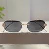 Retro Fashion Rectangle Sunglasses Women Men  Designer Rimless Gradient Sun Glasses Shades Cutting Lens Ladies Eyeglasses