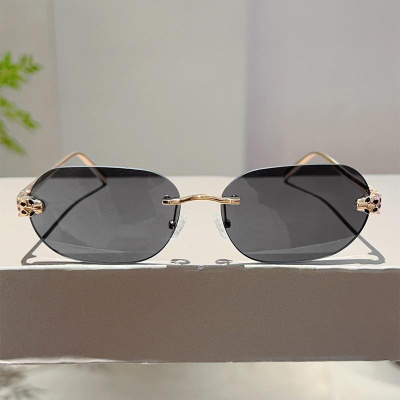 Retro Fashion Rectangle Sunglasses Women Men  Designer Rimless Gradient Sun Glasses Shades Cutting Lens Ladies Eyeglasses