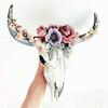 Wall Ornament Beautiful Decorative Resin Succulent/Flower Cow Skull Hanging Pendant for Room