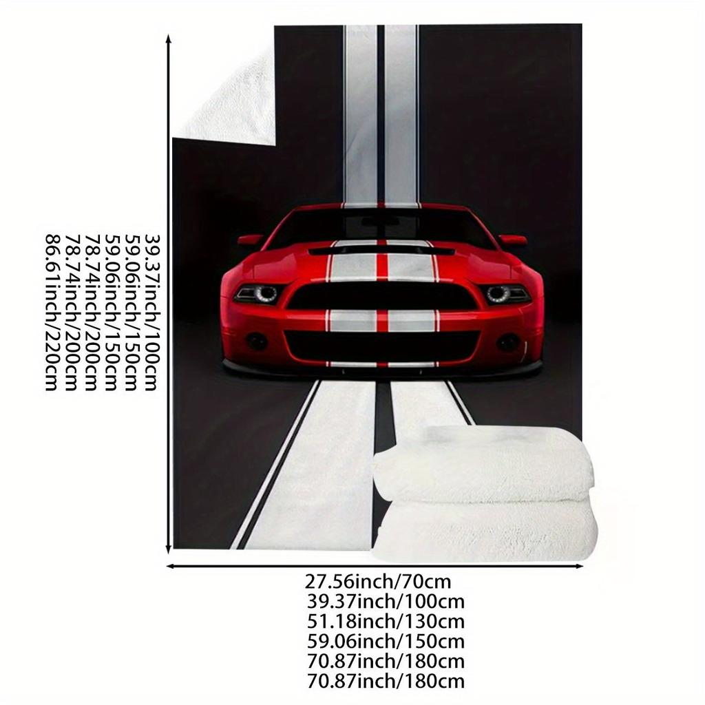 Red and white sports car pattern Flannel printed blanket suitable for all seasons suitable for living room office sofa travel