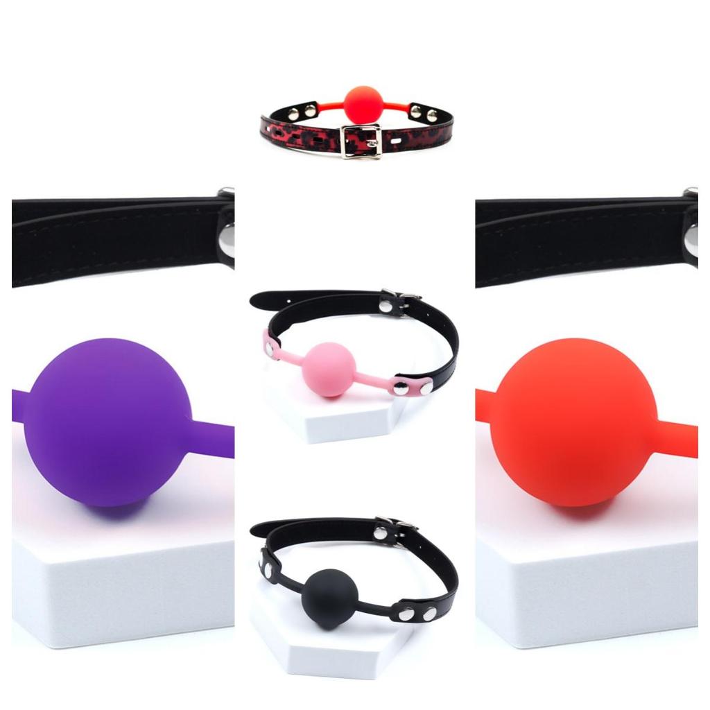 VaHppy Mouth Ball Yoke 4cm 80g Silicone Solid Drooling Couple Games Sex Toys SM BDSM Adult Products PU Bondage Oral Sex
